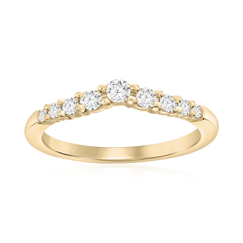 14K Yellow Gold Curved Diamond Band