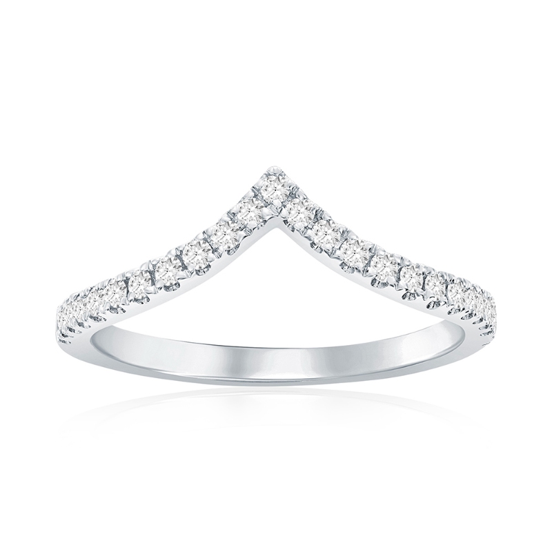 14K White Gold Curved Diamond Band