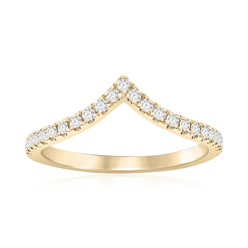 14K Yellow Gold Curved Diamond Band