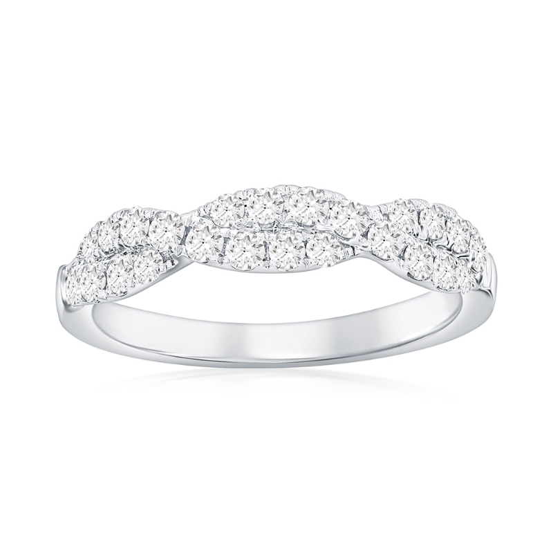 14K White Gold Twist Diamond Band