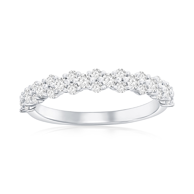 14K White Gold Pav&eacute; Diamond Band