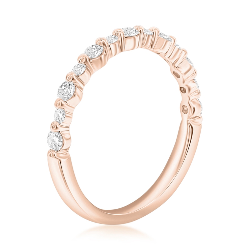 14K Rose Gold Single Shared Prong Diamond Band