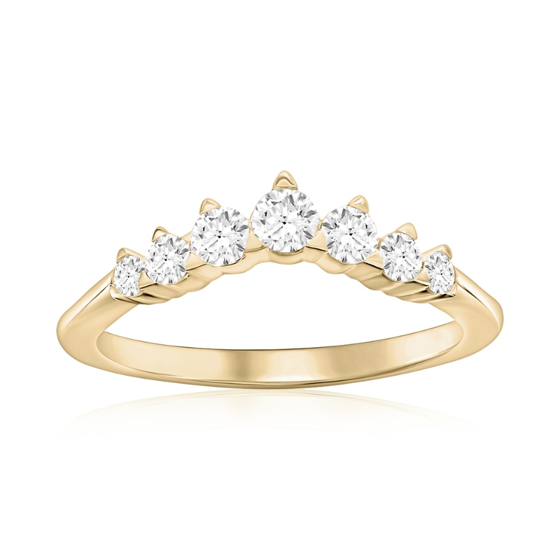 14K Yellow Gold Curved Diamond Band