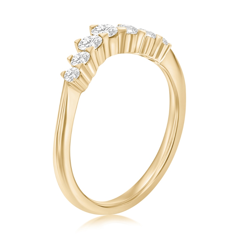14K Yellow Gold Curved Diamond Band