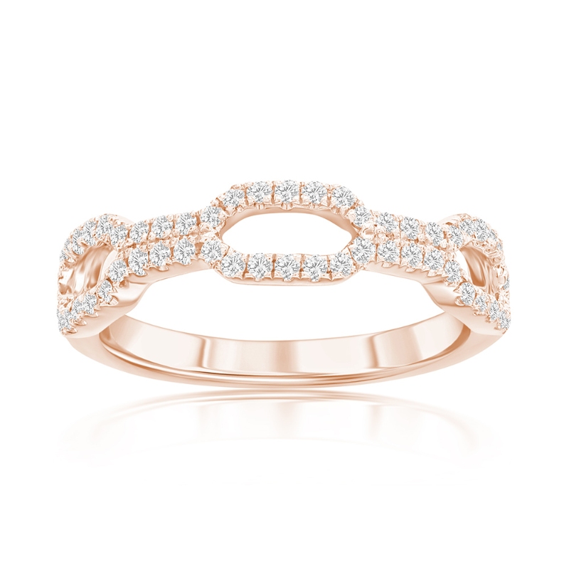 14K Rose Gold Chain Diamond Band