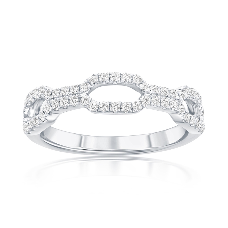 14K White Gold Chain Diamond Band
