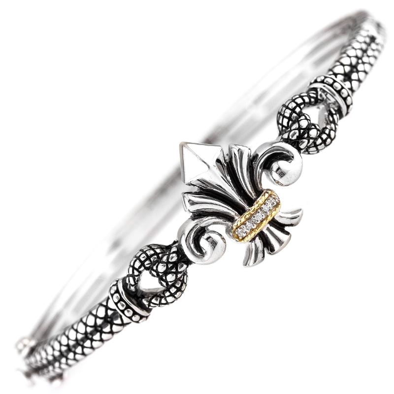 18K/Silver Diamond Bangle
