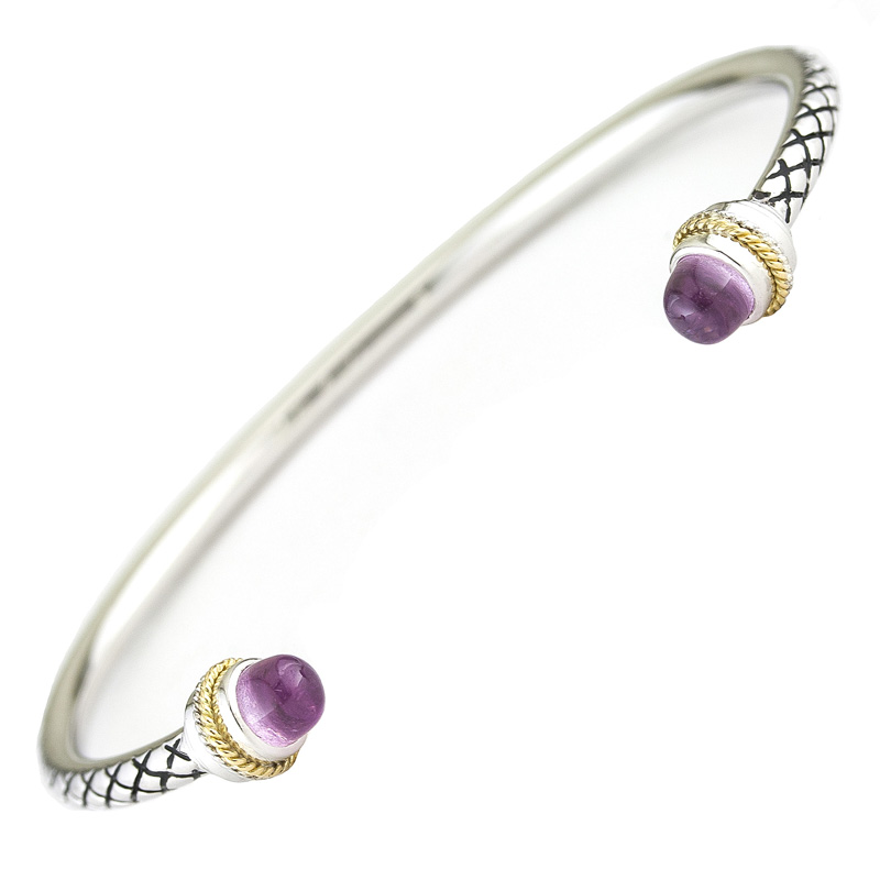 18K/Silver Rose Quartz Bangle