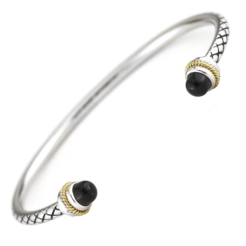 18K/Silver Smoky Quartz Bangle
