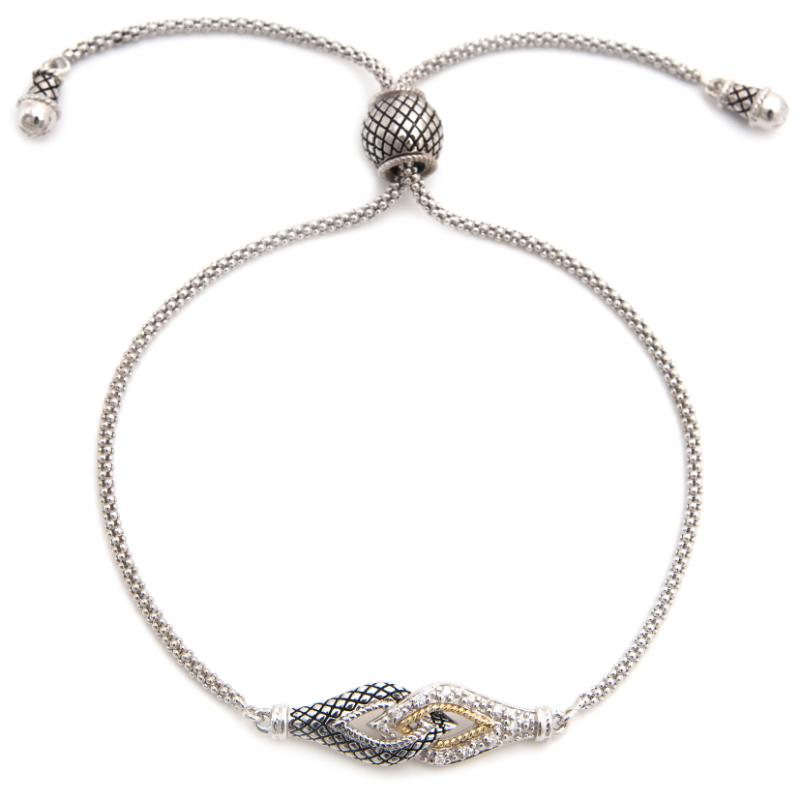 18K/Silver Diamond Adjustable Bracelet