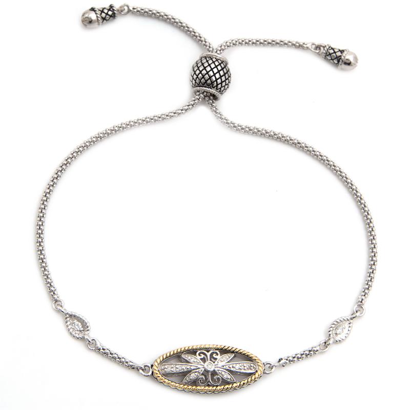 18K/Silver Diamond Ajustable Bracelet