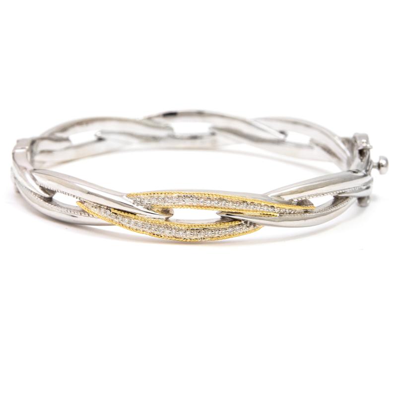 18K/Silver Diamond Bangle