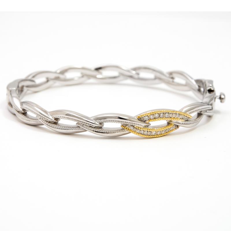 18K/Silver Diamond Bangle