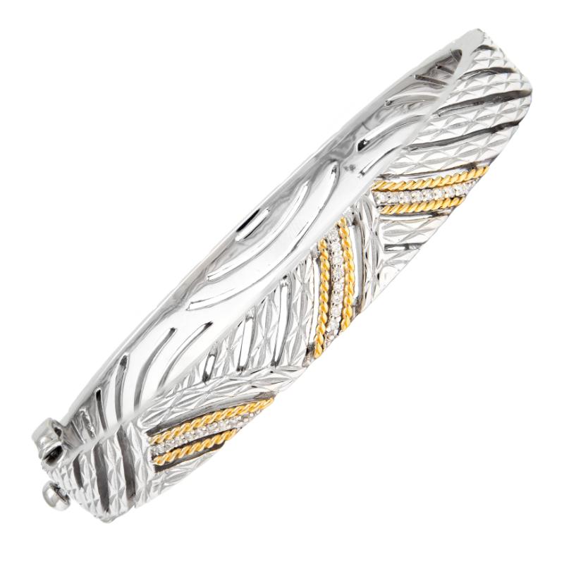 18K/Silver Diamond Bangle