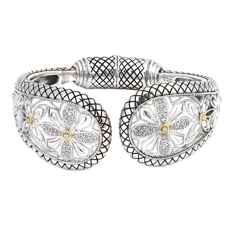 18K Gold & Silver Diamond Bangle