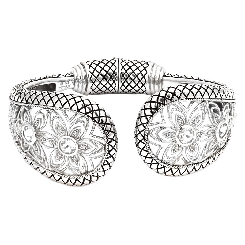 Silver Diamond White Topaz Bangle