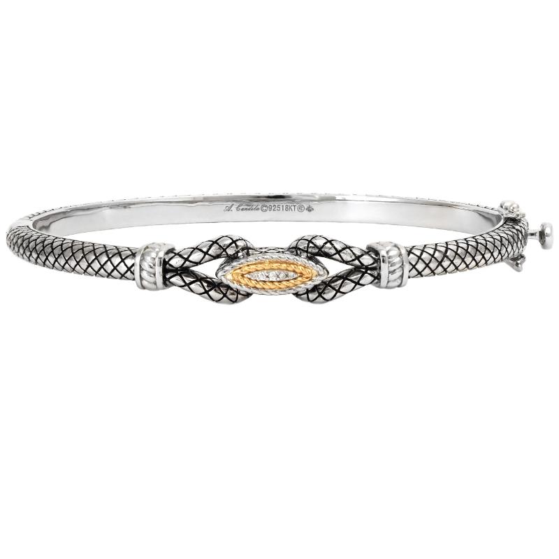 18K/Silver Diamond Bangle