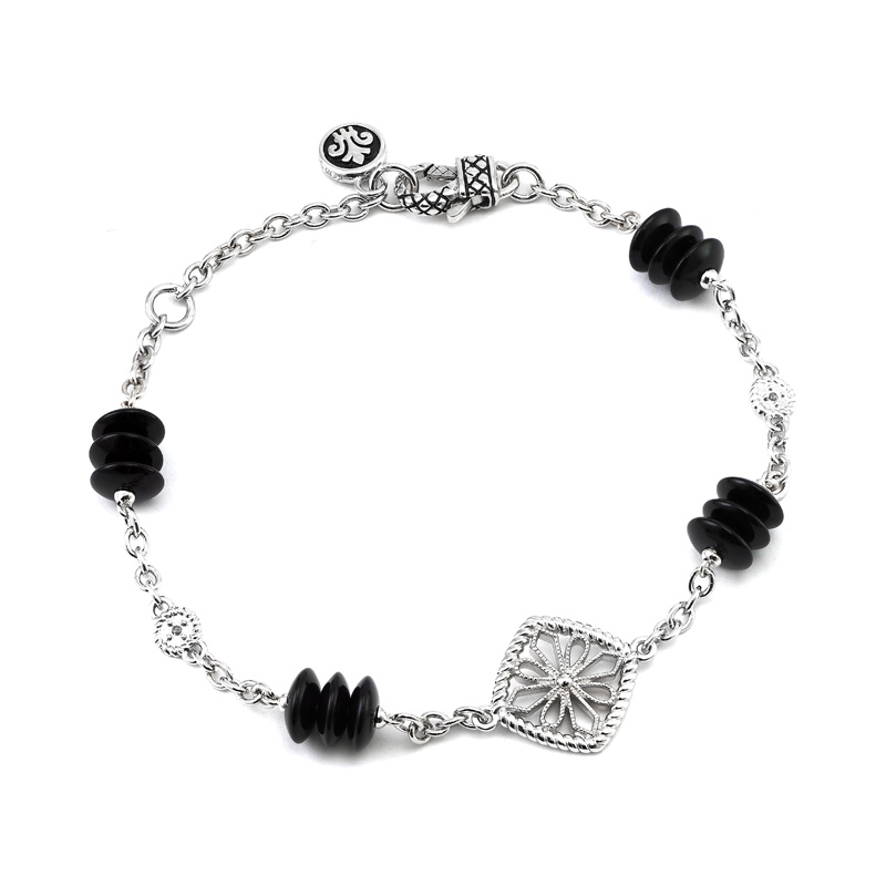 Silver Onyx/Diamond Bracelet (7