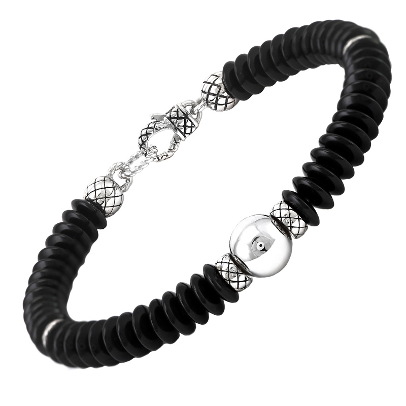 Silver Onyx Bangle