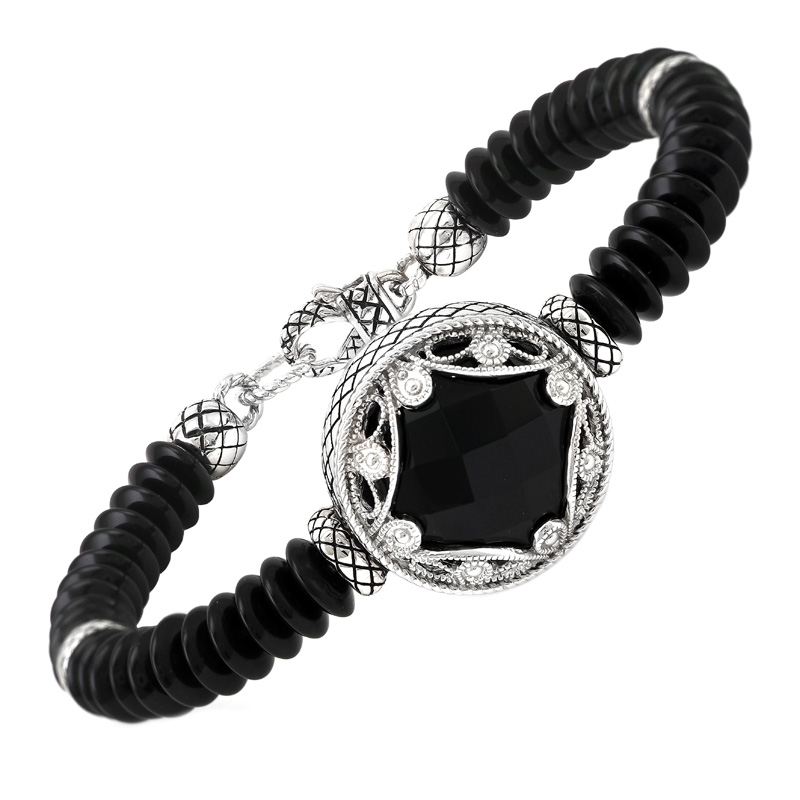 Silver Onyx Bangle