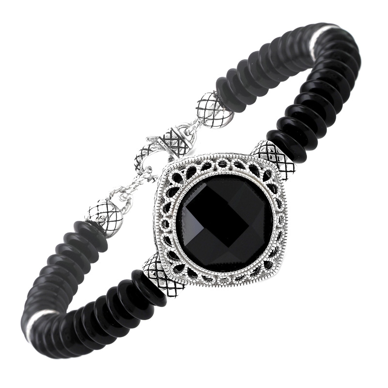 Silver Onyx Bangle
