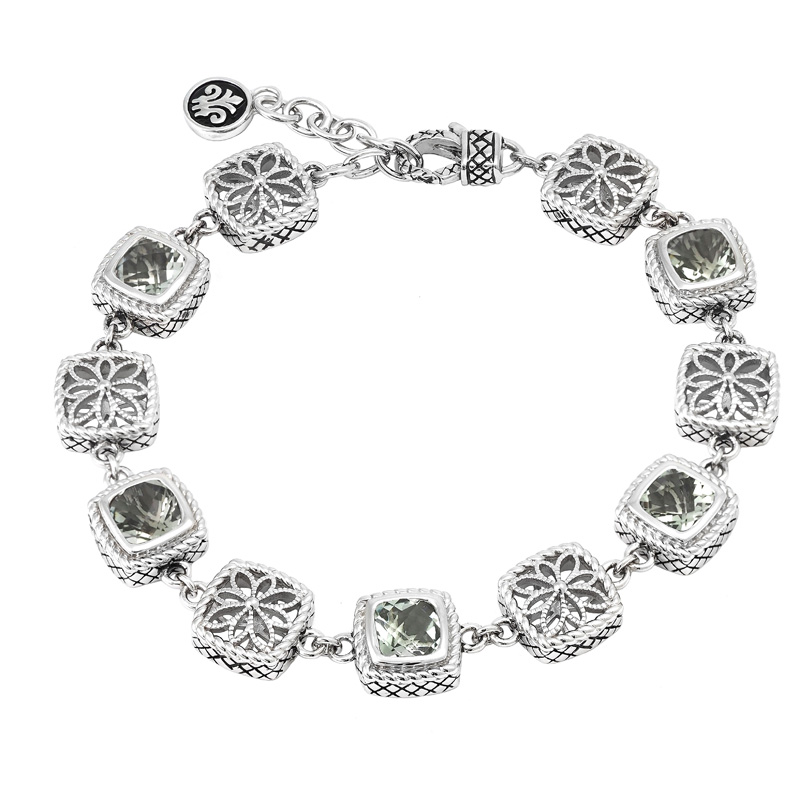 Silver Green Amethyst Bracelet (7