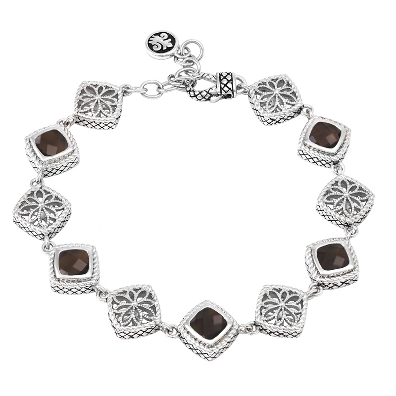 Silver Smoky Quartz Bracelet (7