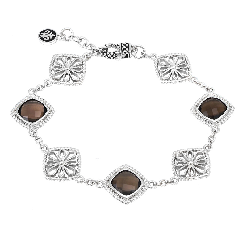 Silver Smoky Quartz/Diamond Bracelet  (7