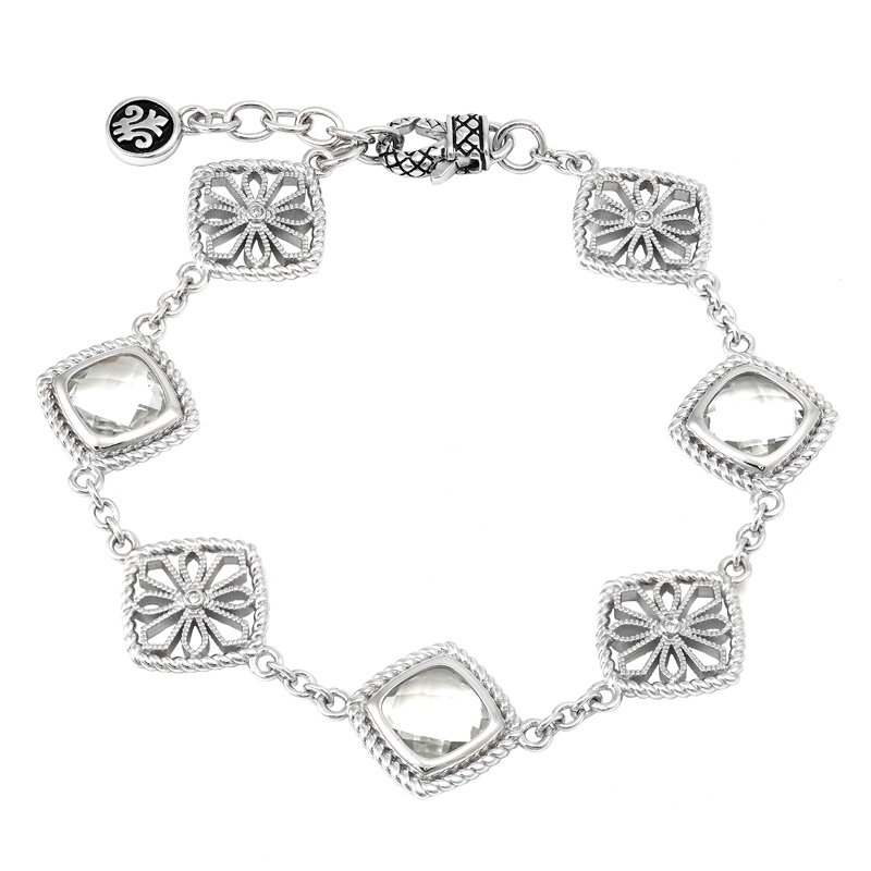 Silver White Topaz/Diamond Bracelet  (7