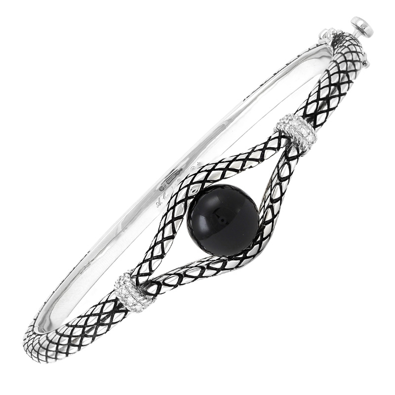 Silver Onyx Bangle