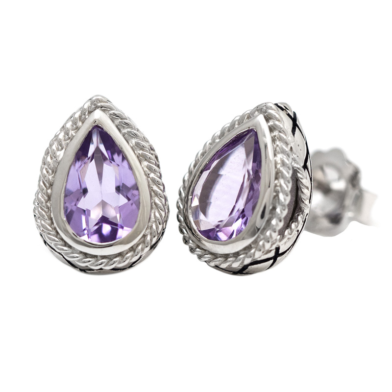 Silver Pink Amethyst Earrings