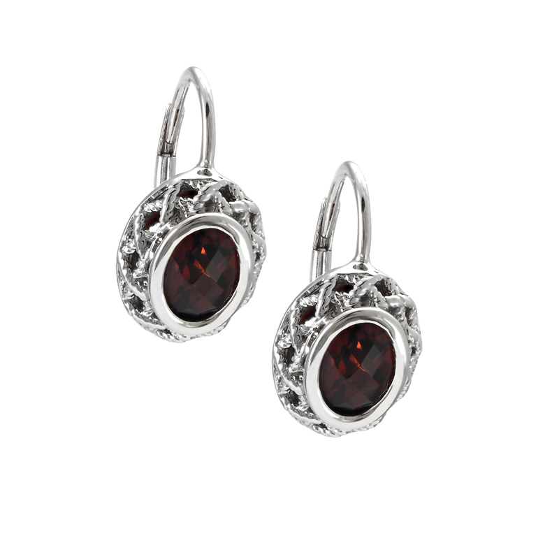 Silver Garnet Earrings