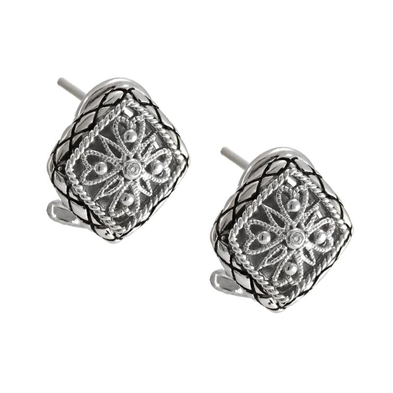 Silver Diamond Earrings