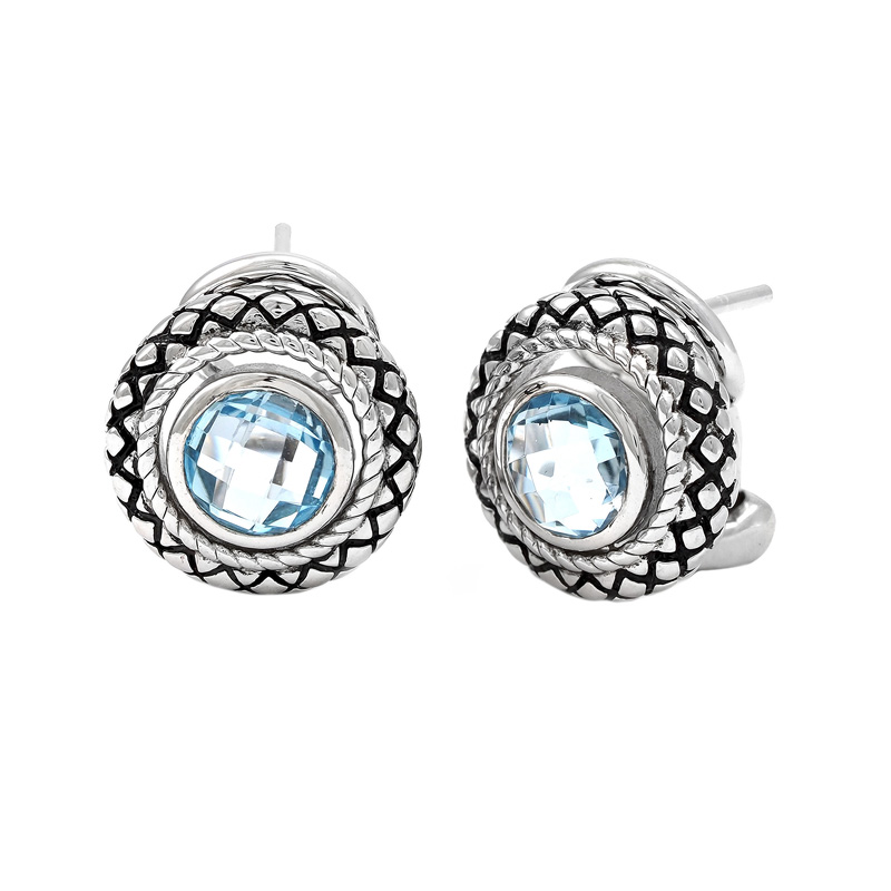 Silver Blue Topaz Earrings
