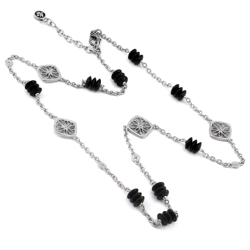 Silver Onyx/Diamond Necklace (22