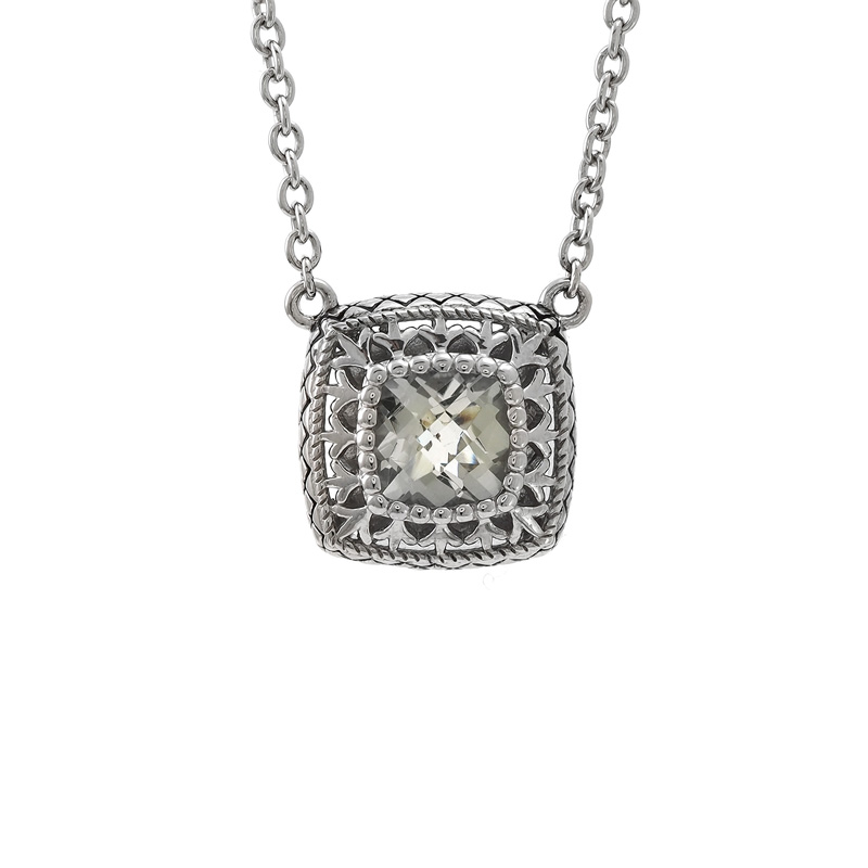 Silver Green Amethyst Necklace