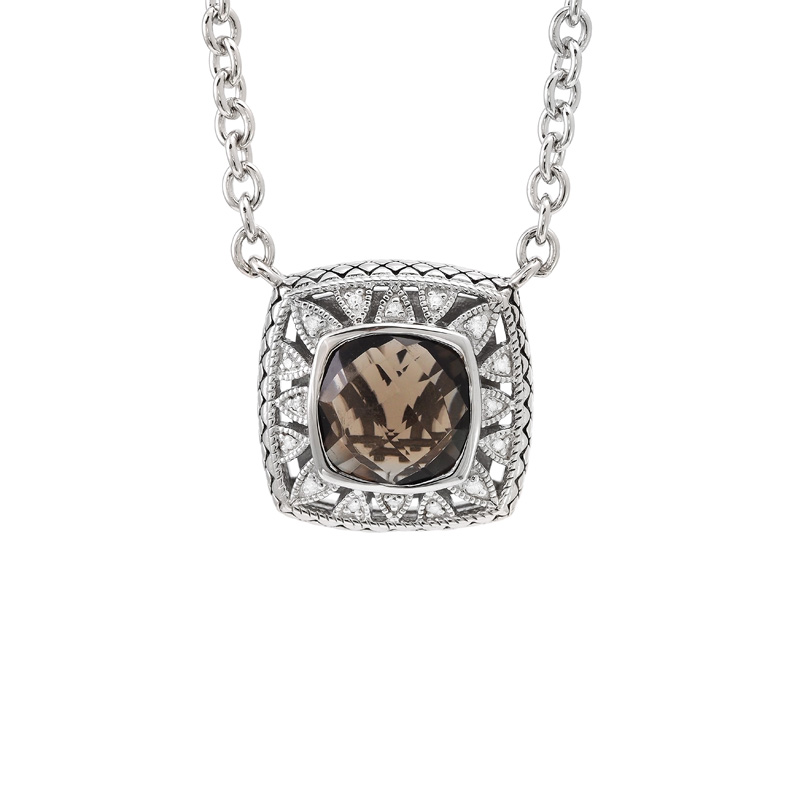 Silver Diamond/Smoky Topaz Necklace
