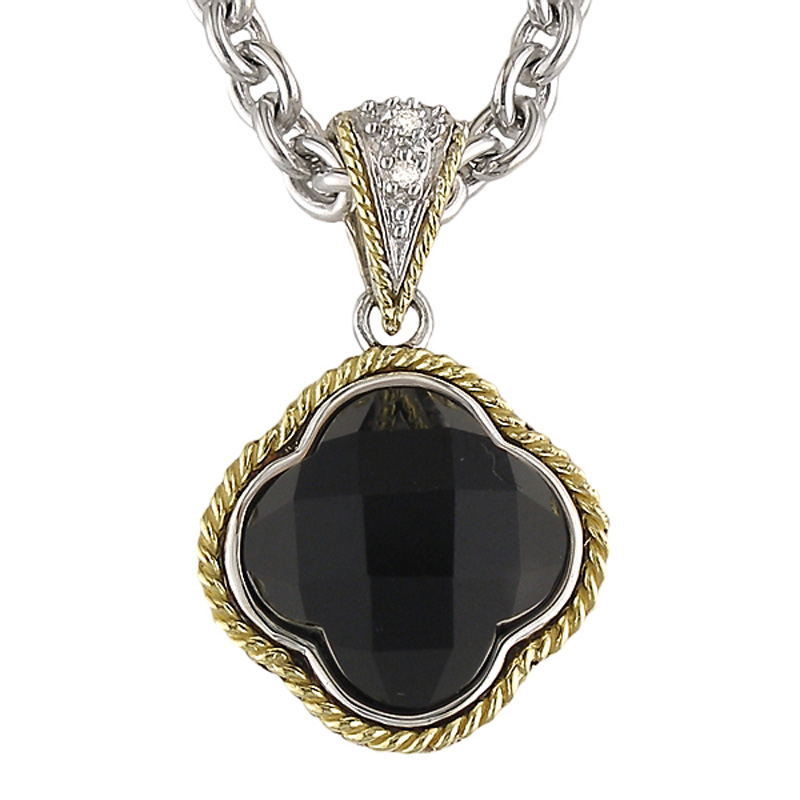 18K/Silver Dia Onyx Doublet Necklace