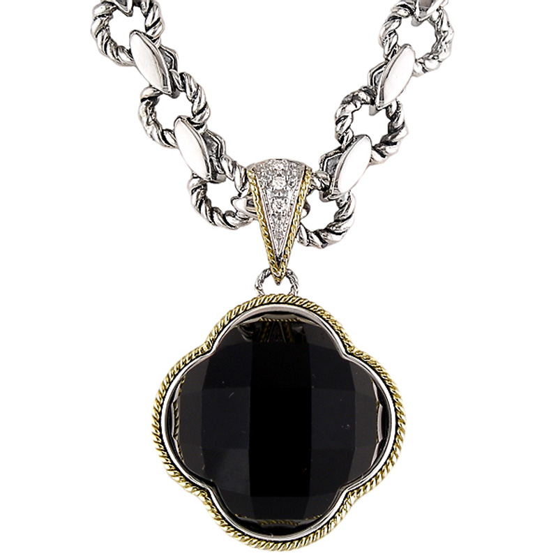 18K/Silver Dia Onyx  Pendant