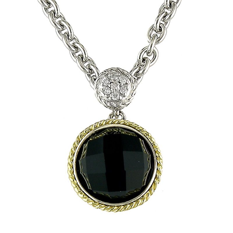18K/Silver Onyx Diamond Necklace