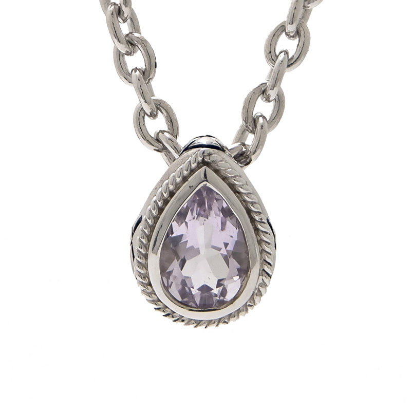 Silver Pink Amethyst Necklace