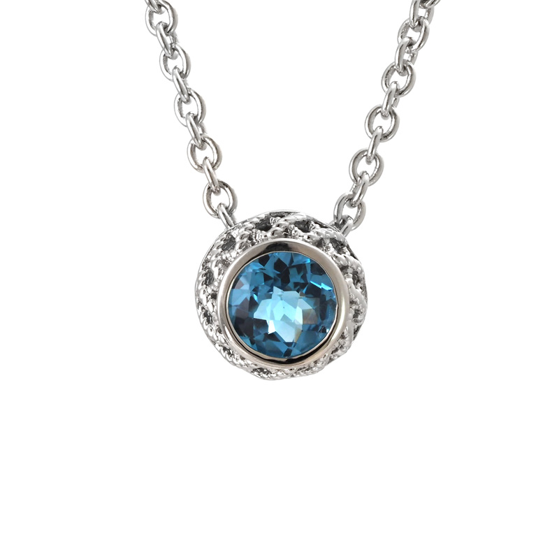 Silver Blue Topaz  Necklace