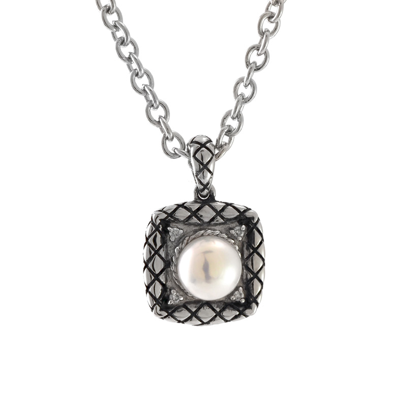 Silver Pearl Diamond Necklace