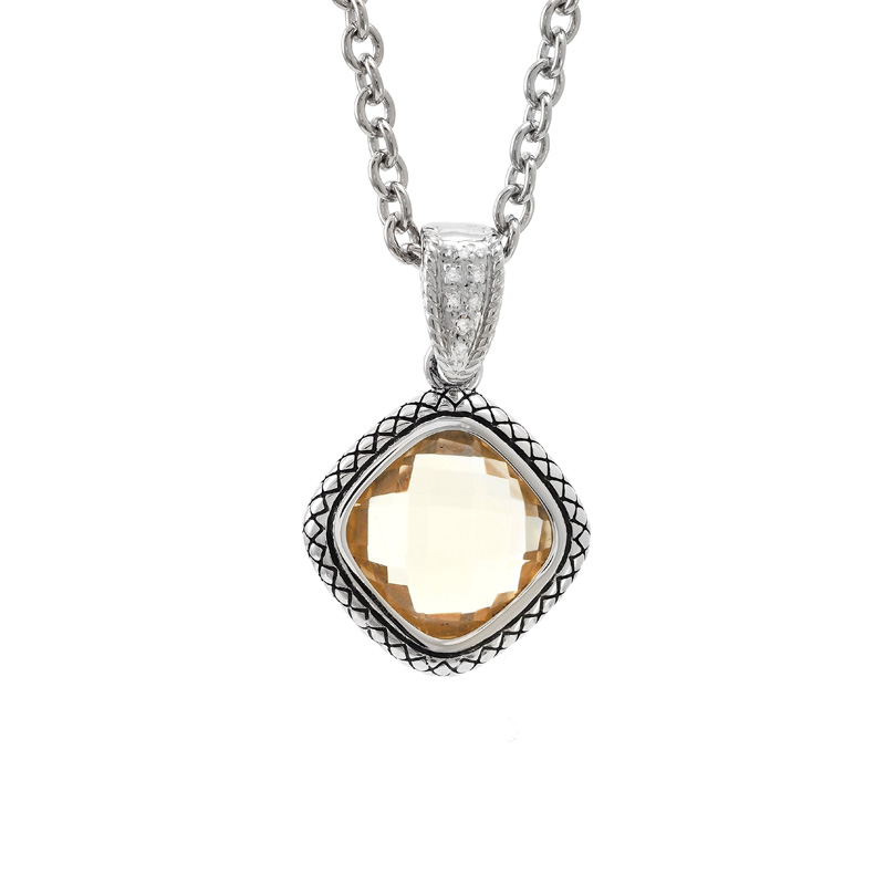 Silver Citrine/Diamond Necklace