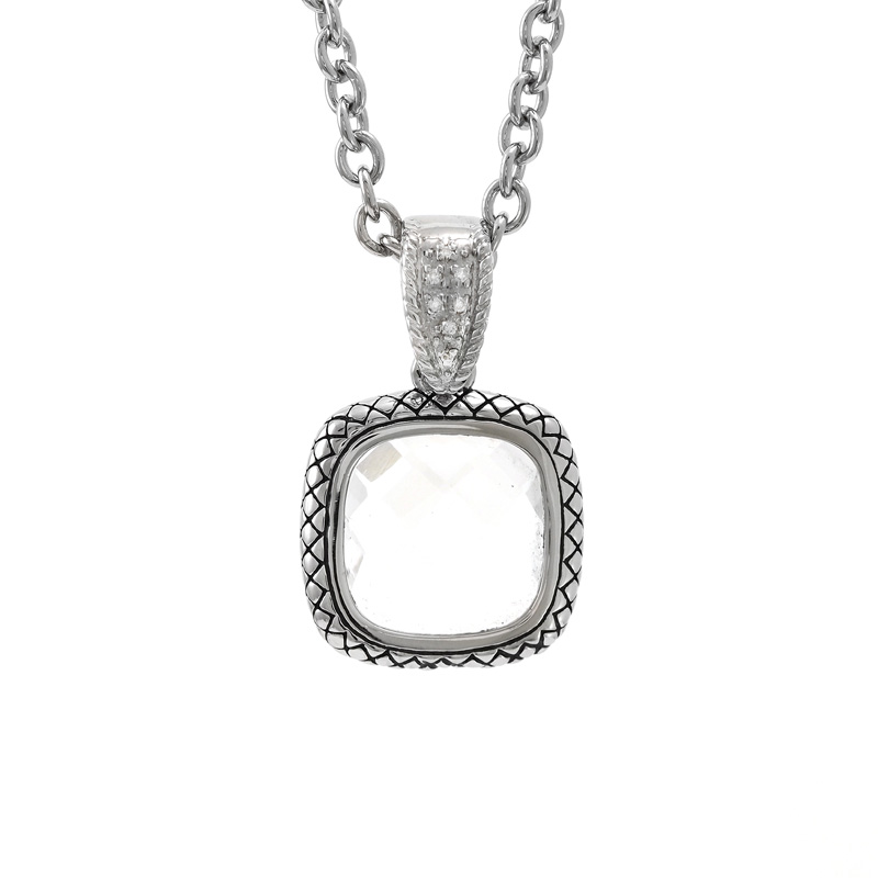 Silver White Topaz/Diamond Necklace