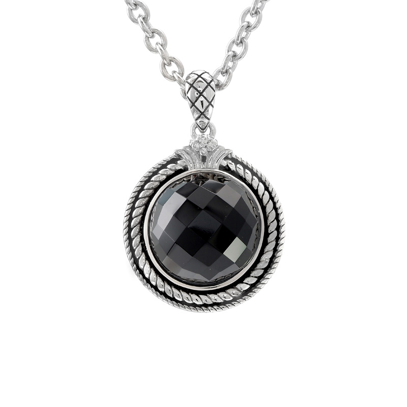 Silver Onxy/Diamond Necklace