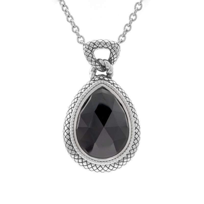 Silver Onyx Necklace (17"+2")
