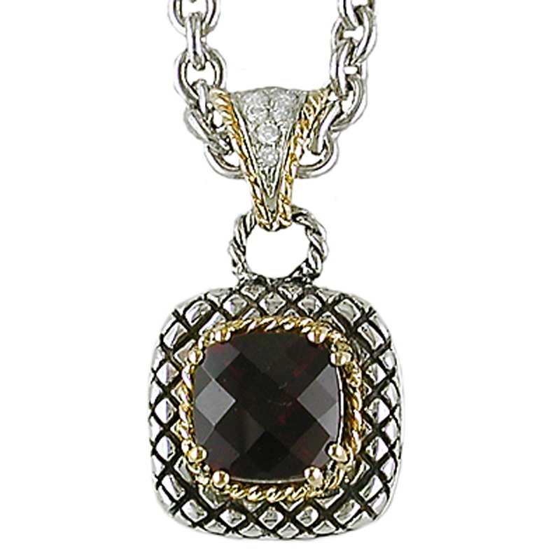 18K/Silv.07 Dia 8M Cush Garnet Pd