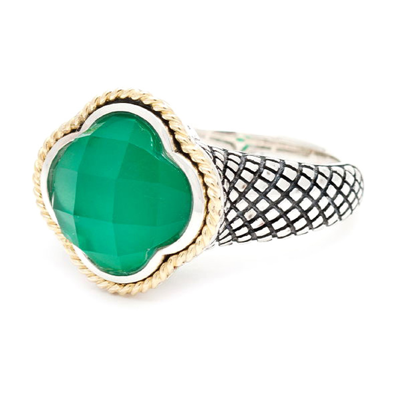 18K/Silver Green Agate Doublet Ring