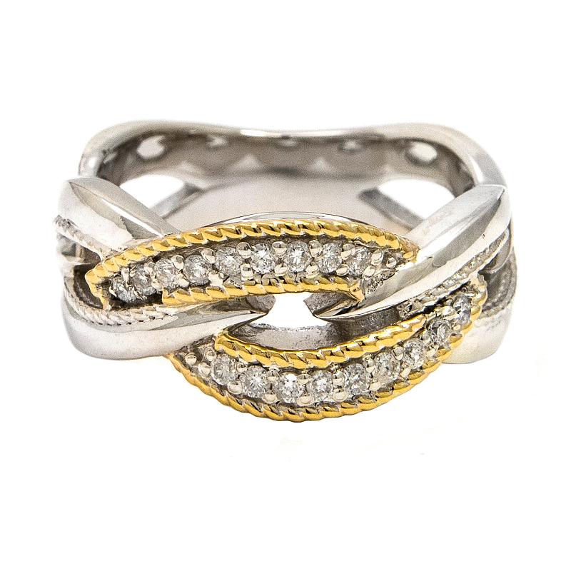 18K/Silver Diamond Ring